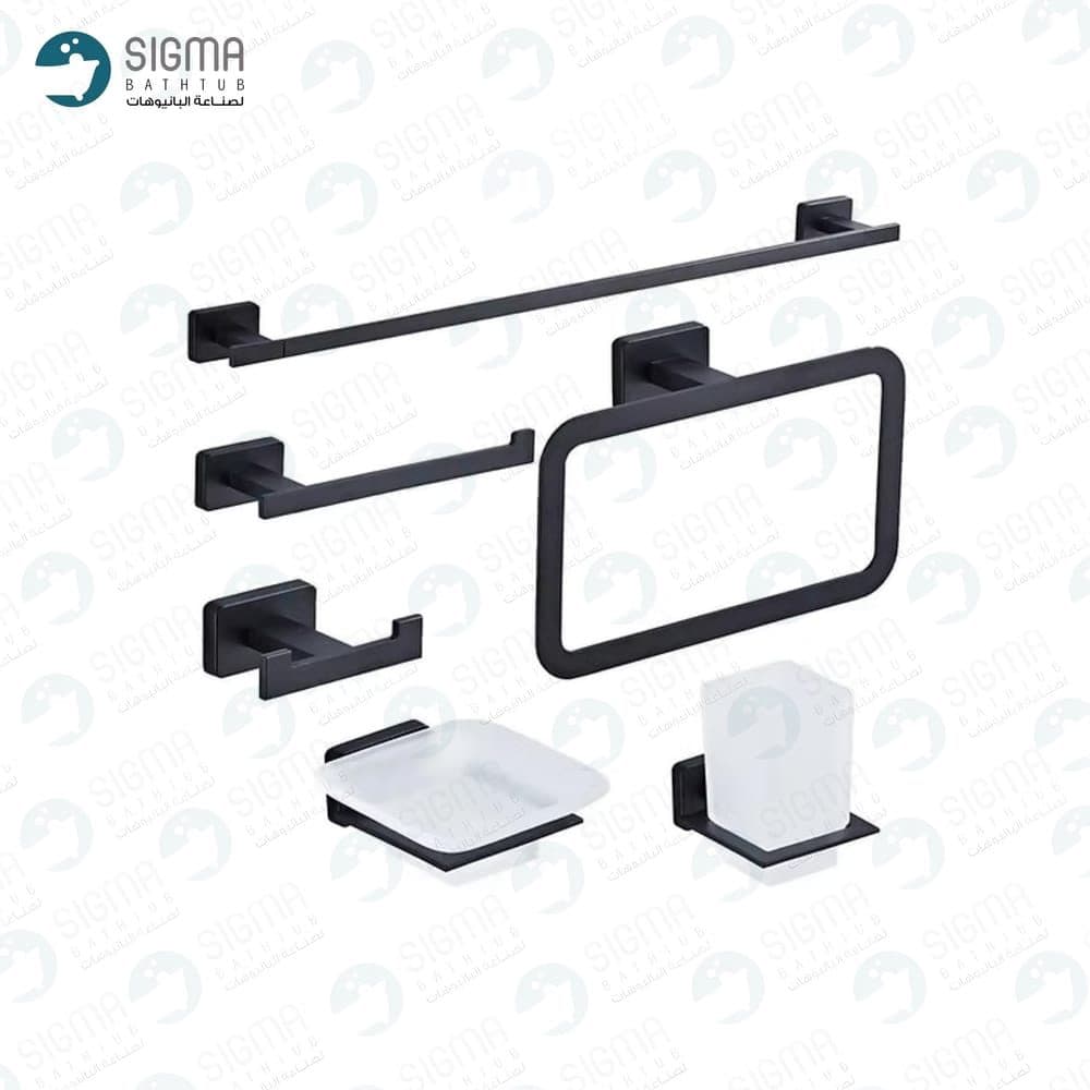 طقم إكسسوارات Sigma مربع أسود مطفي 6 قطع